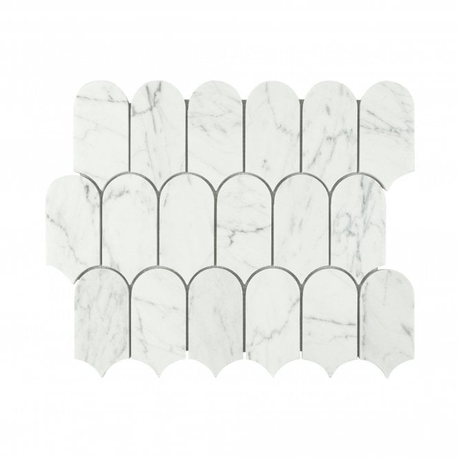 Lantern Carrara White (5cm x 10.2cm) 25.4cm x 30.4cm Mosaic Tile