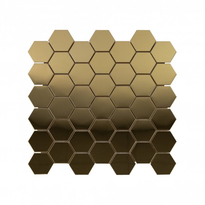 Lux Gold 4.8 Hex Gloss (4.8cm x 8cm) 30cm x 30cm Mosaic Tile