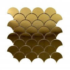 Lux Gold Fan Gloss (6.1cm x 7.1cm) 29cm x 29cm Mosaic Tile