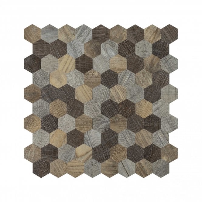 Malla Wood Hexagon 30cm x 30cm Peel & Stick Mosaic Tile