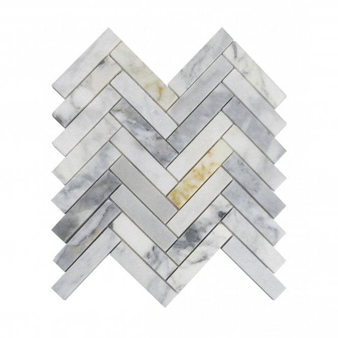 Marble Mosaic Arabescato Gold Honed Herringbone (1cm x 4cm) 28cm x 30.5cm Mosaic Tile