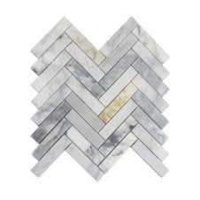 Marble Mosaic Arabescato Gold Honed Herringbone (1cm x 4cm) 28cm x 30.5cm Mosaic Tile