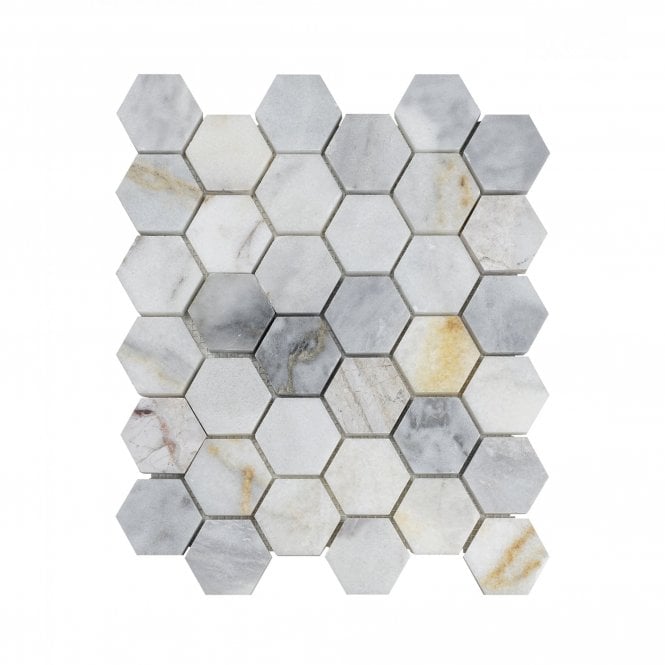 Marble Mosaic Arabescato Gold Honed Hexagon (2cm x 2cm) 28cm x 30.5cm Mosaic Tile