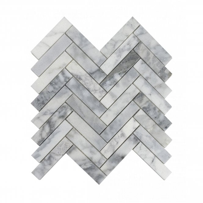 Marble Mosaic Arabescato Goya Honed Herringbone (1cm x 4cm) 28cm x 30.5cm Mosaic Tile