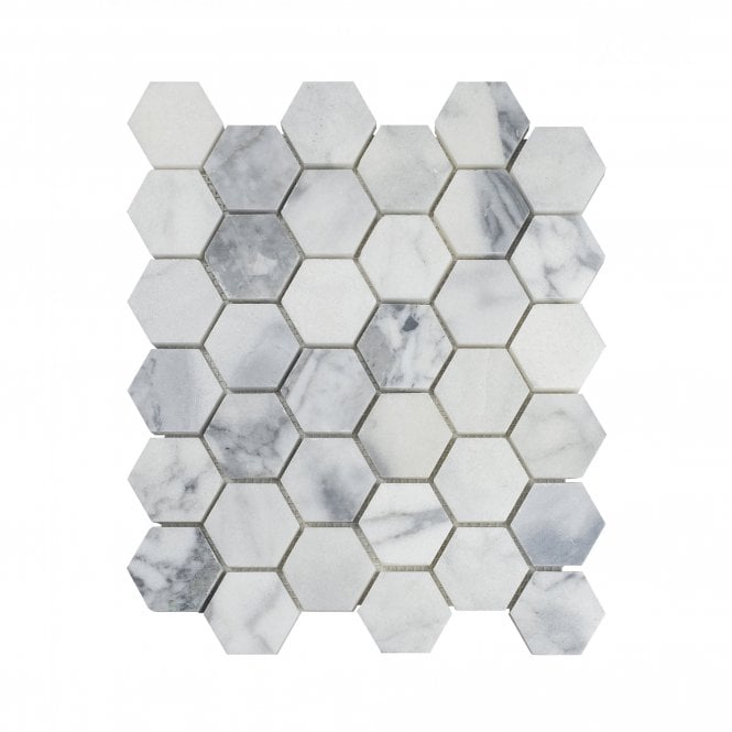 Marble Mosaic Arabescato Goya Honed Hexagon (2cm x 2cm) 28cm x 30.5cm Mosaic Tile