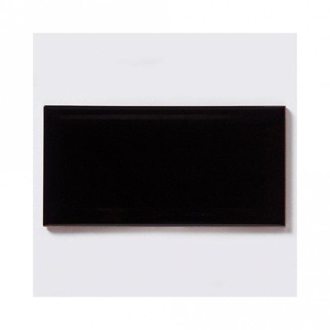 Metro Bevel Black GLOSS 10cm x 20cm Wall Tile