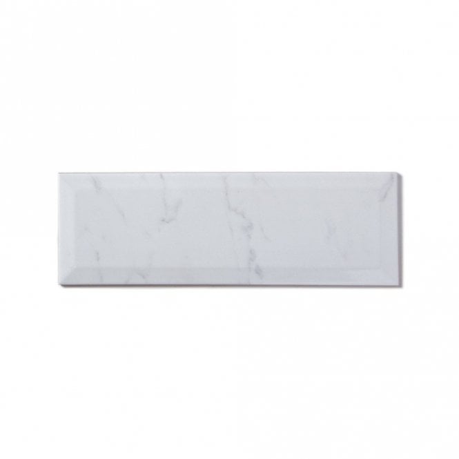 Metro Carrara White Bevel Gloss 10cm x 30cm Wall Tile