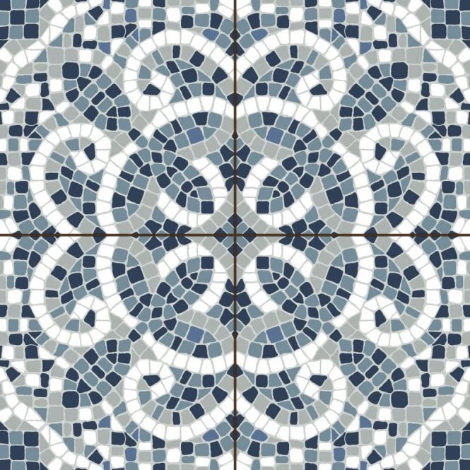Mosaica Corfu Blue Pre-Cut 45cm x 45cm Wall and Floor Tile