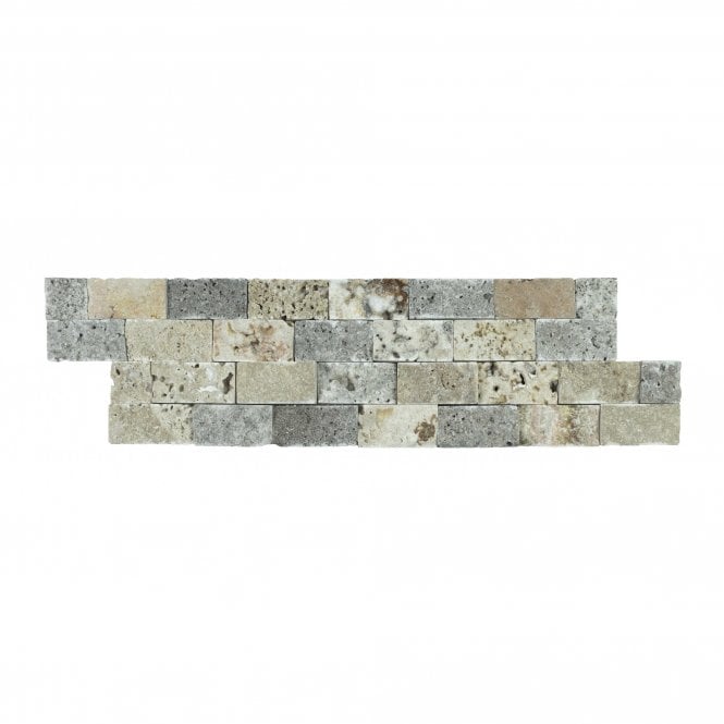 NativeStone Silver/Cream Mix Travertine Splitface 10cm x 36cm Wall Tile
