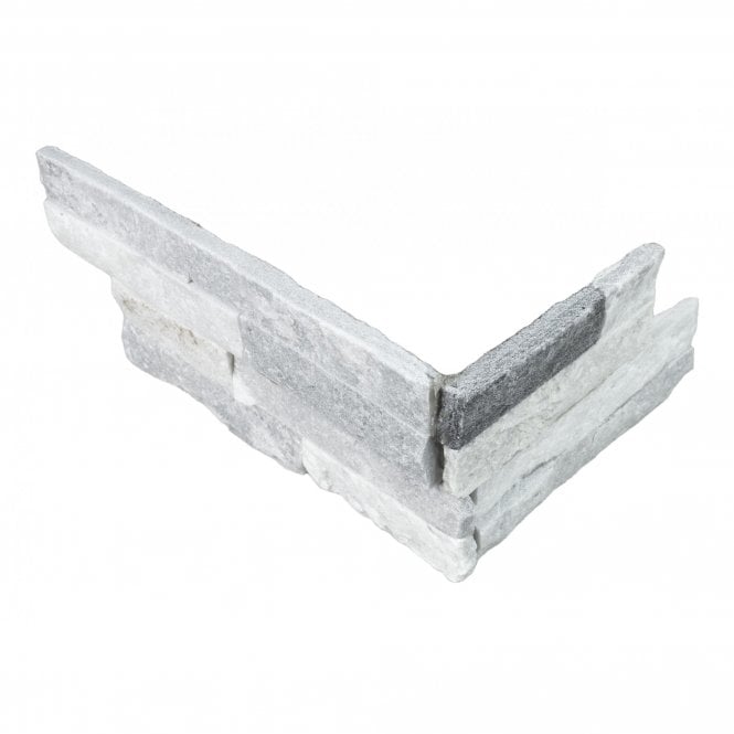Natural Slate Corner White Grey 10cm x 36cm Wall Tile