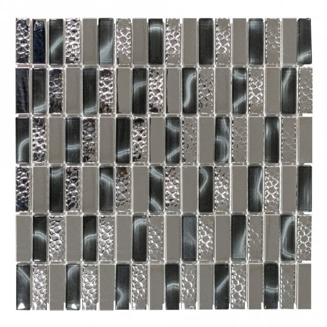 Nightfall Stainless (1.5cm x 4.8cm) 29.8cm x 30.5cm Mosaic Tile