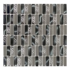 Nightfall Stainless (1.5cm x 4.8cm) 29.8cm x 30.5cm Mosaic Tile