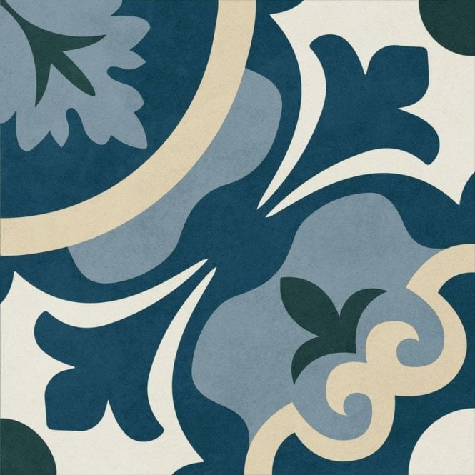 Nouveau Blue 20cm x 20cm Wall & Floor Tile