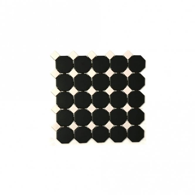Octagon Black White Dot (5.5cm x 5.5cm) 29.5cm x 29.5cm Mosaic Tile