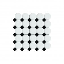 Octagon White Black Dot (5.5cm x 5.5cm) 29.5cm x 29.5cm Mosaic Tile