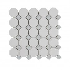 Octagon White Grey Dot (5.5cm x 5.5cm) 29.5cm x 29.5cm Mosaic Tile