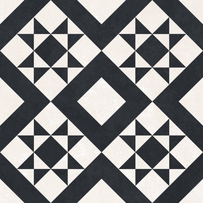 Patterned Geometric AR Black 33cm x 33cm Wall & Floor Tile