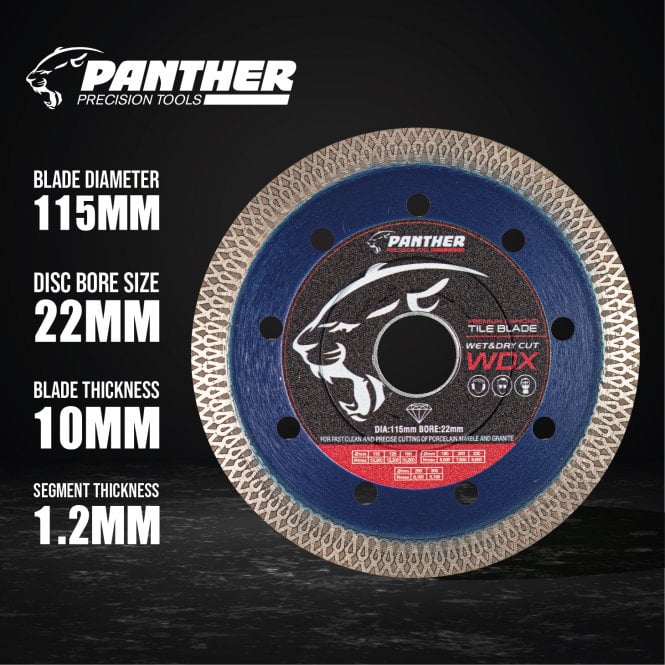 Panther PBWDX Premium Diamond Tile Blade 115mm Wet & Dry cut - 2 Blade Deal