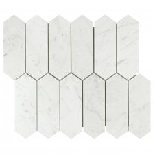 Picket Carrara White (5cm x 15cm) 27cm x 31cm Mosaic Tile