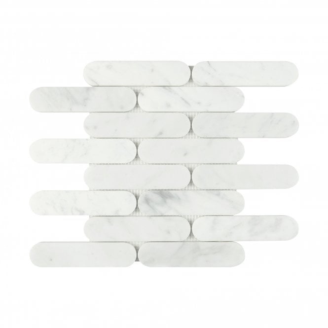 Pill Carrara White (3.5cm x 15cm) 29cm x 30cm Mosaic Tile