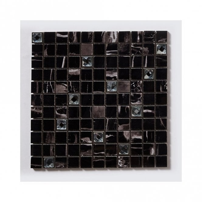 Premium Nero Marquina Jewel 30cm x 30cm Mosaic Tile