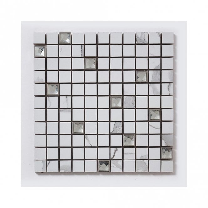 Premium Statuario Jewel 30cm x 30cm Mosaic Tile