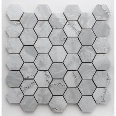 Prestige Crystal Light Grey Hexagon 30cm x 30cm Mosaic Tile
