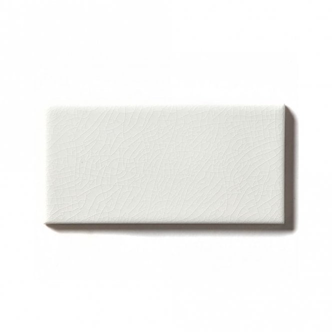 Puddle Glaze Cotton White (Plain White) 7.5cm x 15cm Wall Tile