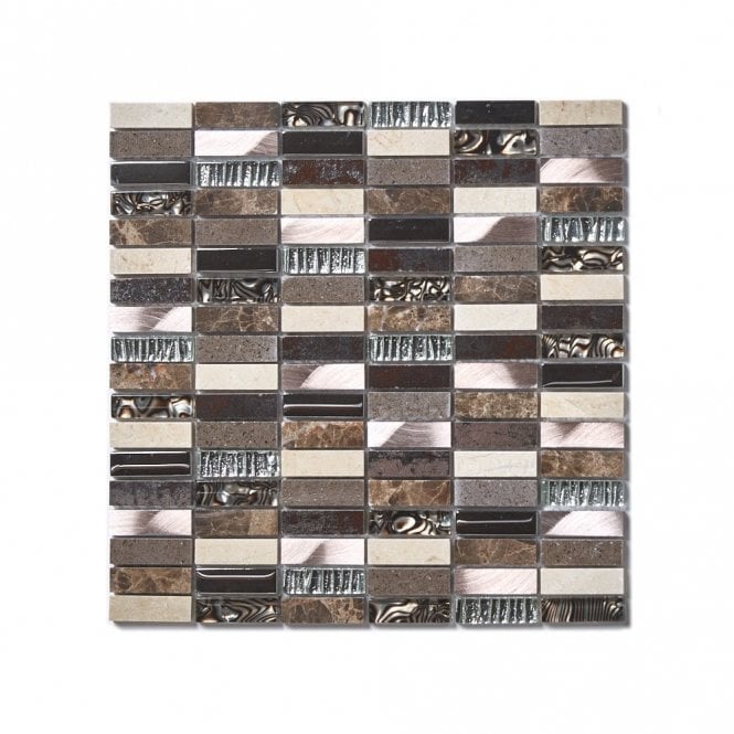 Quartz Brown (1.5cm x 4.8cm) 29.8cm x 30.5cm Mosaic Tile