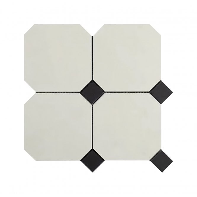 Regency Large Octagon Black Dot 30cm x 30cm Mosaic Tile