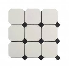 Regency Small Octagon Black Dot 30cm x 30cm Mosaic Tile