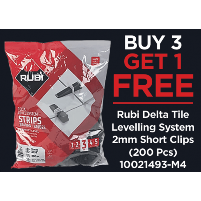 Rubi Delta Tile Levelling System 2mm Short Clips 200 Pcs - 4 Bag Deal