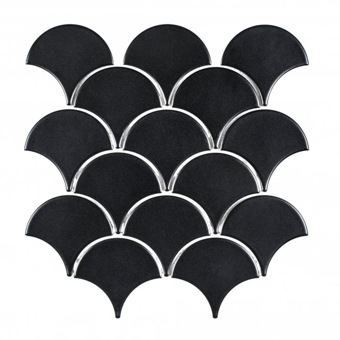 Shell Black Matte 25.9cm x 27.3cm Mosaic Tile