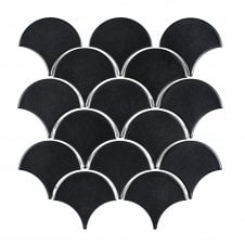 Shell Black Matte 25.9cm x 27.3cm Mosaic Tile
