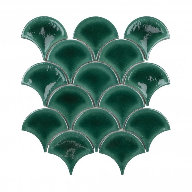 Shell Bottle Green Relief Glossy 25.9cm x 27.3cm Mosaic Tile