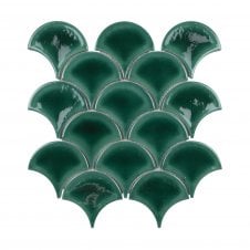 Shell Bottle Green Relief Glossy 25.9cm x 27.3cm Mosaic Tile