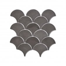 Shell Grey Relief Glossy 25.9cm x 27.3cm Mosaic Tile