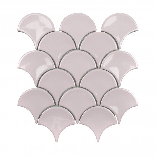 Shell Soft Pink Relief Glossy 25.9cm x 27.3cm Mosaic Tile