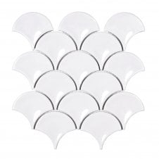 Shell White Relief Glossy 25.9cm x 27.3cm Mosaic Tile