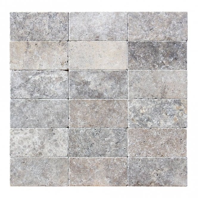 Silver Travertine Tumbled 7.5cm x 15cm Wall & Floor Tile