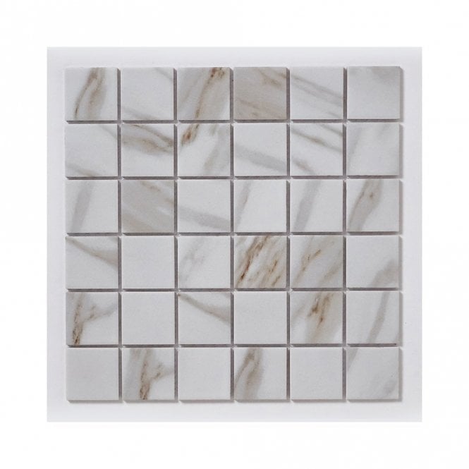 Square Calacatta (4.8cm x 4.8cm) 30.6cm x 30.6cm Mosaic Tile