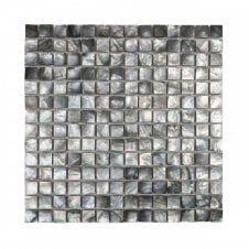Square Mother Of Pearl Black 2mm Thin (2cm x 2cm) 30.5cm x 30.5cm Mosaic Tile