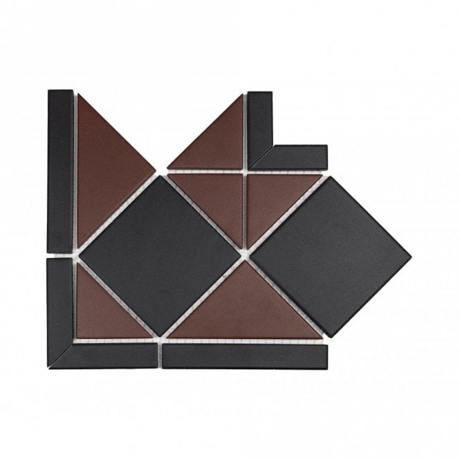 Unglazed Red & Black Quarry 23.6cm x 23.6cm Corner Tile