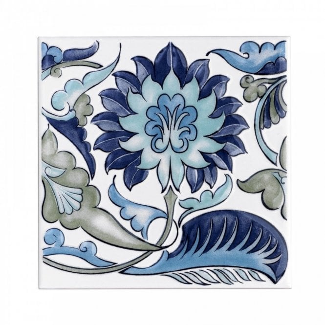 V&A Morgan Blue Decor 15.2cm x 15.2cm Wall Tile