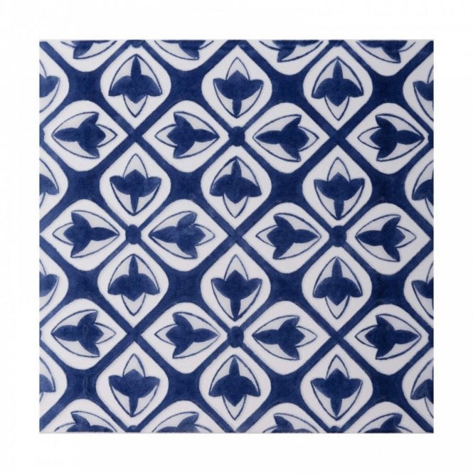 V&A Temara Blue Decor 19.8cm x 19.8cm Wall Tile
