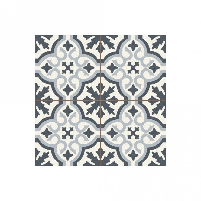 Venice Sky Blue/Black Pre Cut 45cm x 45cm Wall & Floor Tile