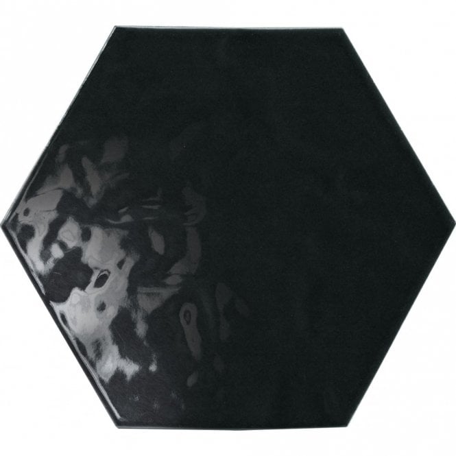 Vezelay Hexagon Black 17.5cm x 20cm Wall Tile