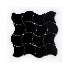 Wave Black Matte (7.3cm x 7.3cm) 27.6cm x 27.6cm Wall Tile