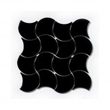 Wave Black Relief Glossy (7.3cm x 7.3cm) 27.6cm x 27.6cm Wall Tile