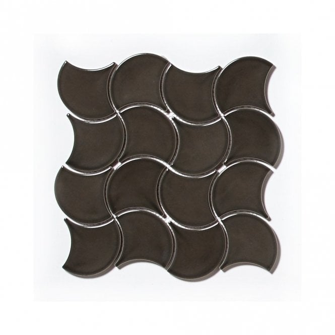 Wave Grey Relief Glossy (7.3cm x 7.3cm) 27.6cm x 27.6cm Wall Tile